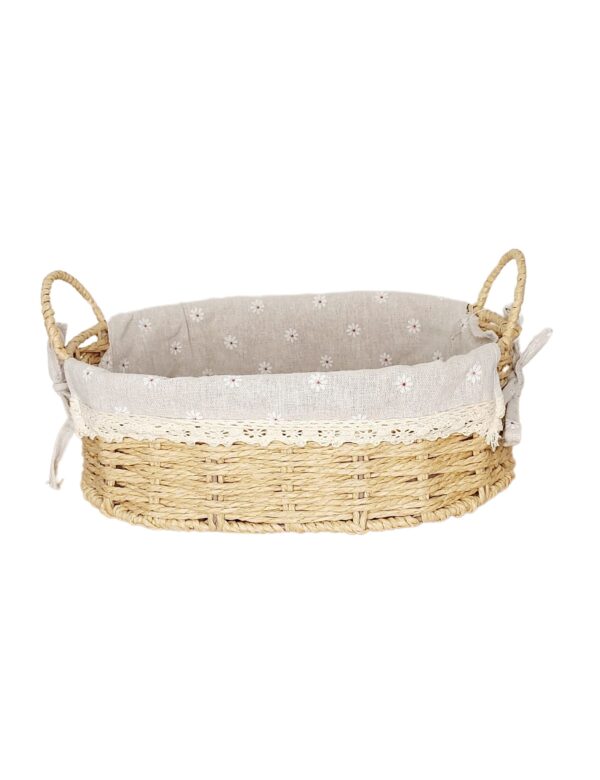 Cesta Oval Com Alça (Palha Natural) M