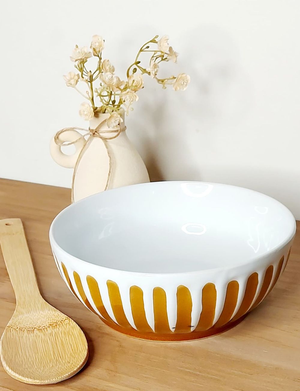 Tigela Marrom e Branco Retrô - 17,5cm