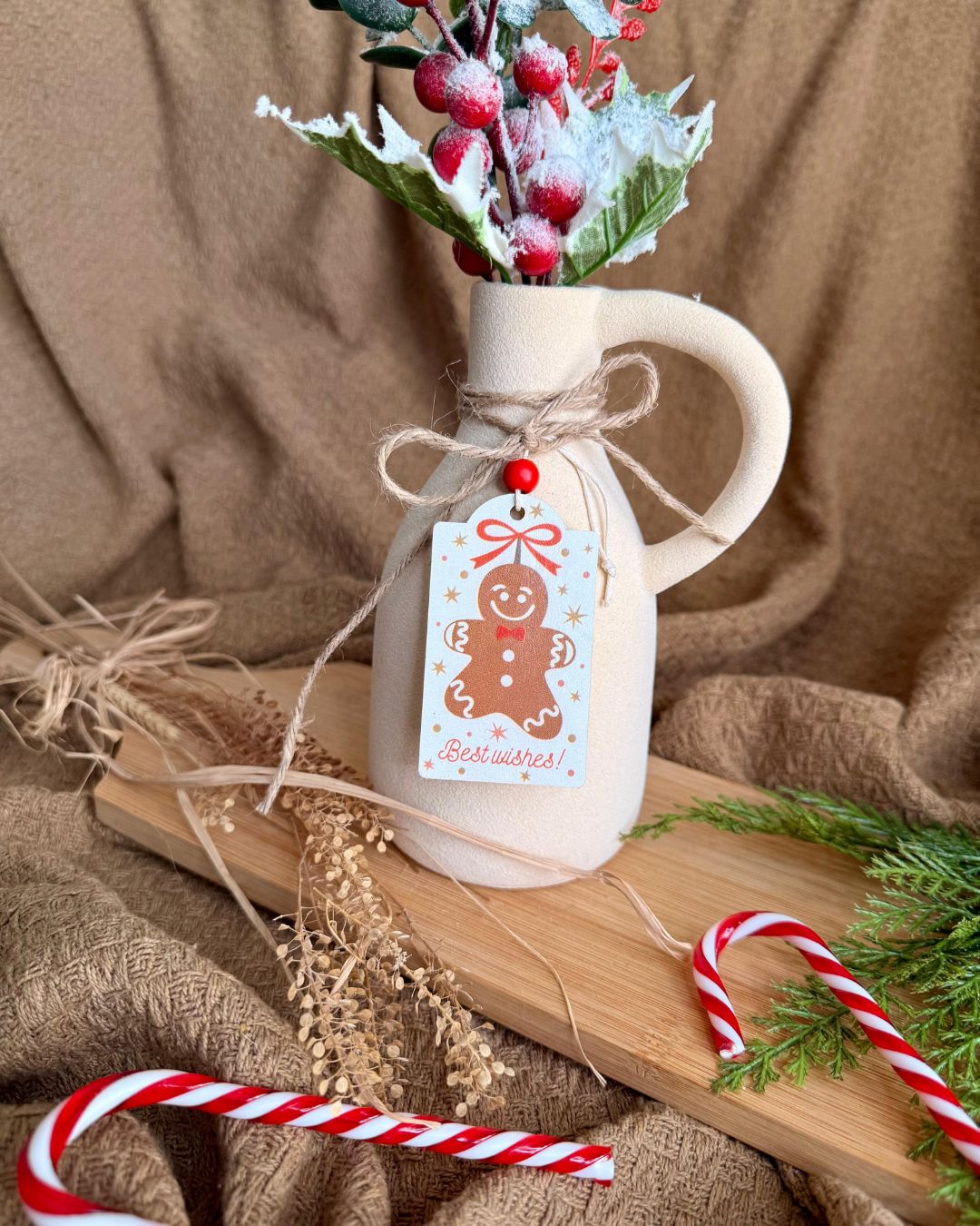 Kit de 4 Tags Natalinas de Madeira - Ginger - Imagem 2
