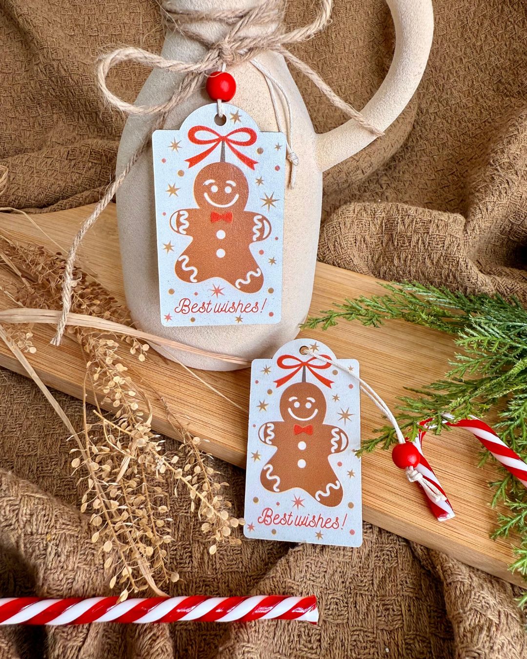 Kit de 4 Tags Natalinas de Madeira - Ginger
