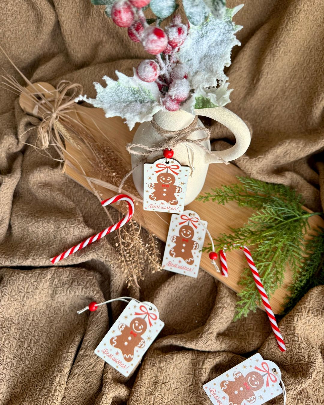 Kit de 4 Tags Natalinas de Madeira - Ginger - Imagem 4