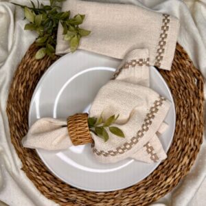 Conjunto 2 Guardanapos Grega Bordado Bege