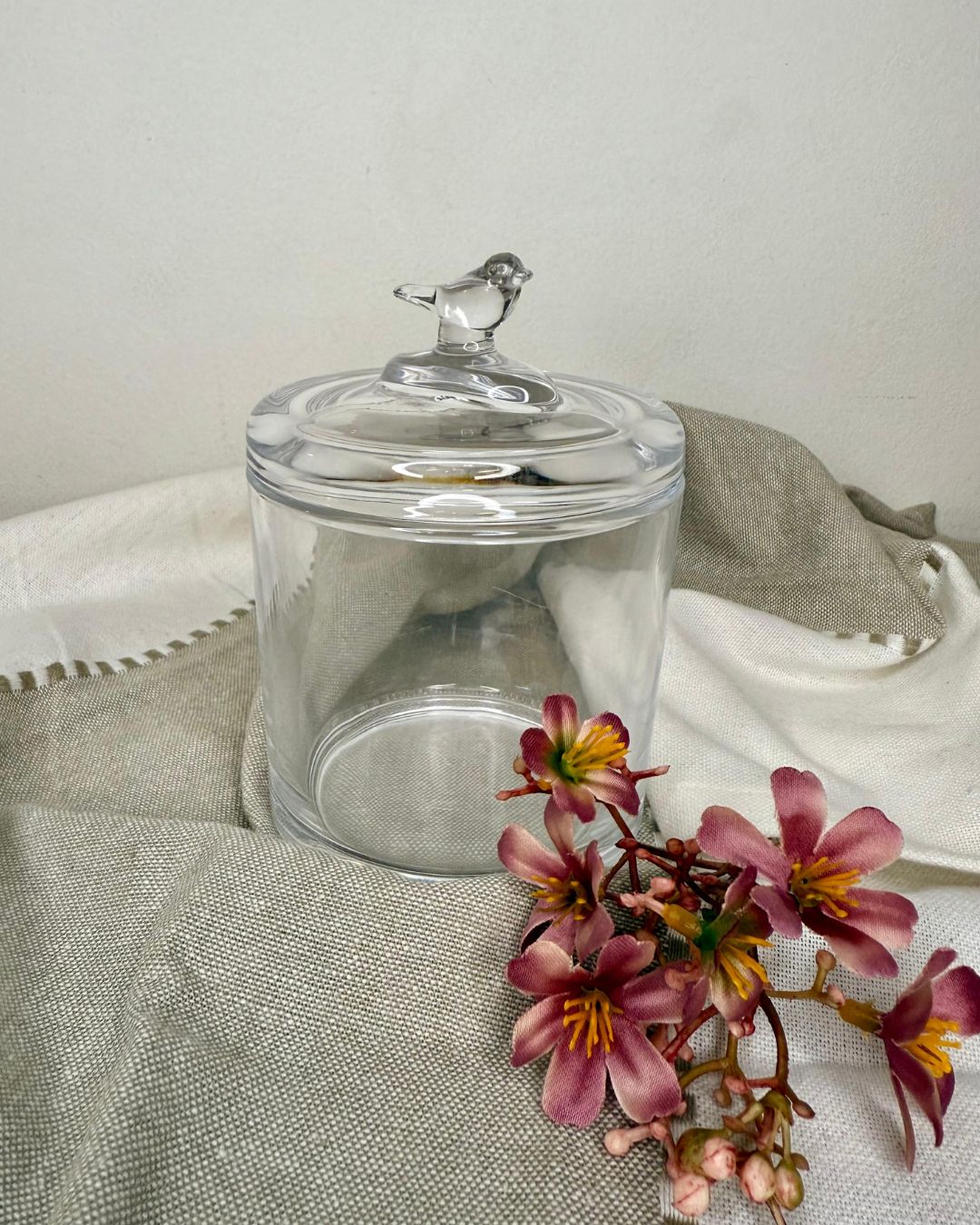 Potiche Bird Vidro Transparente com Tampa 12X8X8cm - Imagem 2