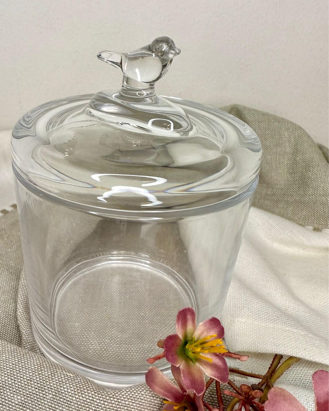 Potiche Bird Vidro Transparente com Tampa 12X8X8cm - Imagem 3