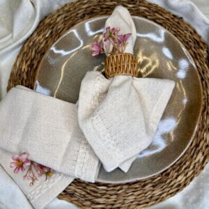 Conjunto 2 Guardanapos Grega Bordado Cru