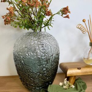 Vaso Garrafa Vidro Verde 30X22X22cm