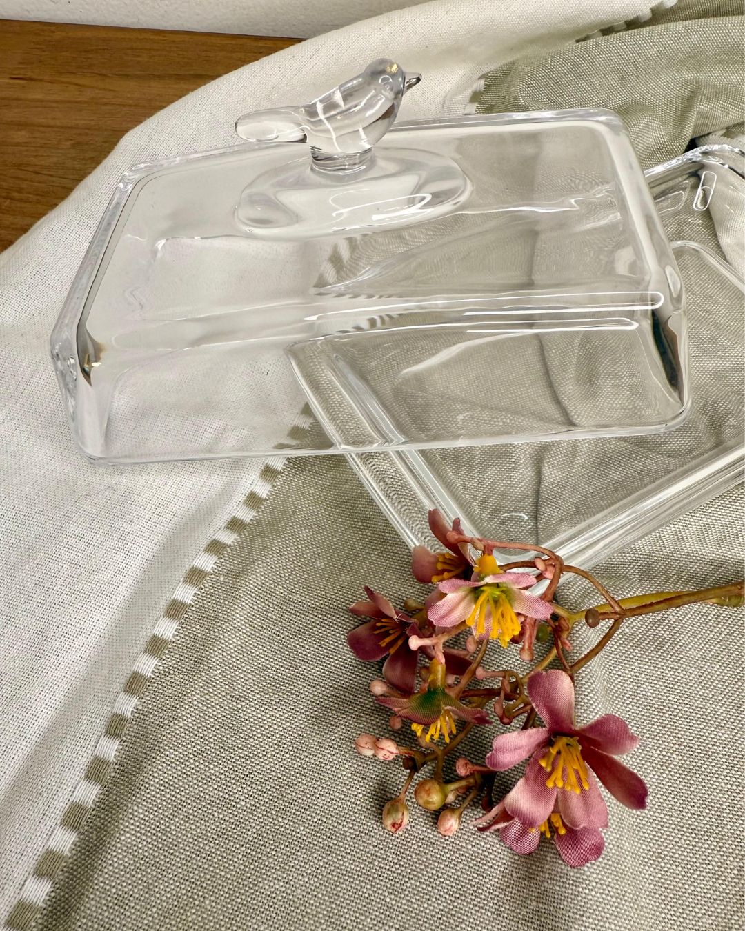 Manteigueira Bird Vidro Transparente com Tampa