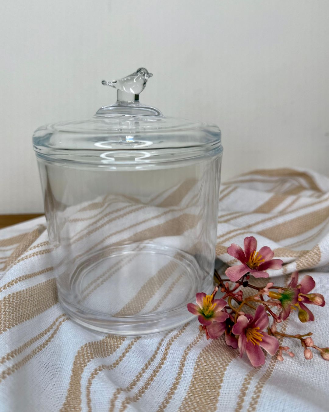 Potiche Bird Vidro Transparente com Tampa 14X10X10cm - Imagem 4