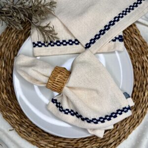Conjunto 2 Guardanapos Grega Bordado Azul