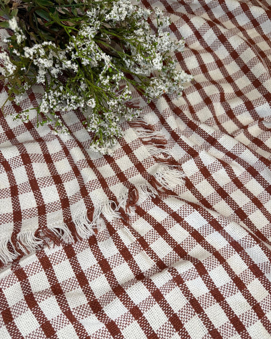 Toalha Picnic Xadrez Terracota 1,55cmX1,55cm - Imagem 2