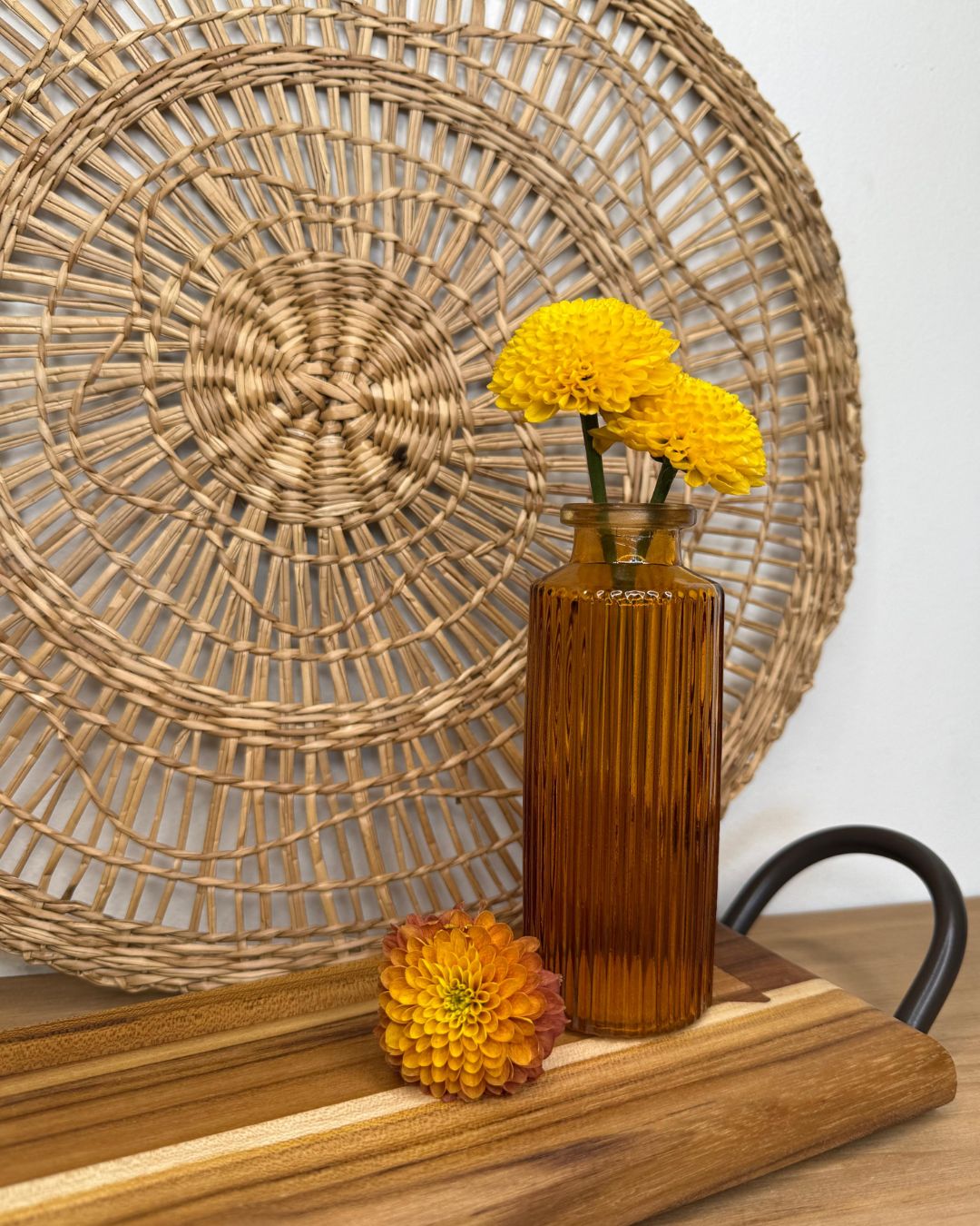 Vaso Garrafa Vidro Âmbar  13cmX5cm