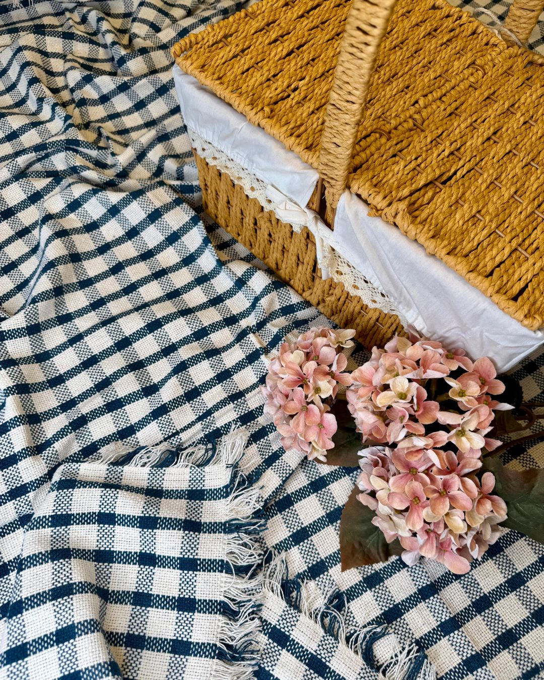 Toalha Picnic Xadrez Azul 1,55cmX1,55cm