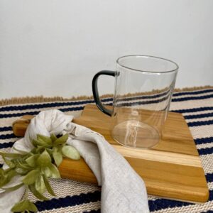 Caneca Transparente com Alça Cinza Borossilicato 450ml
