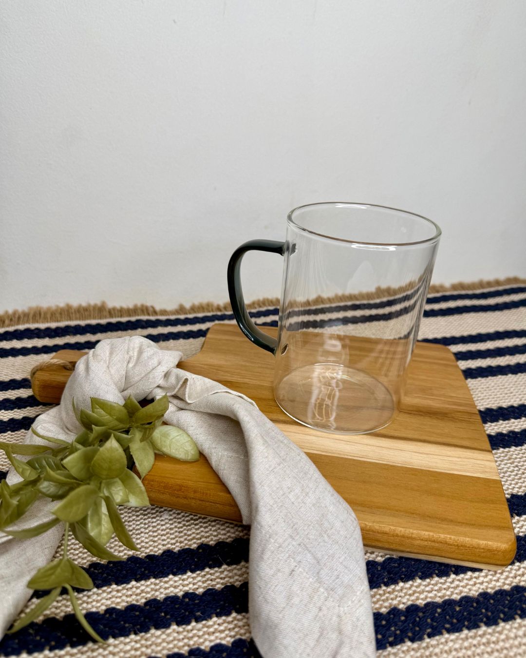Caneca Transparente com Alça Cinza Borossilicato 450ml