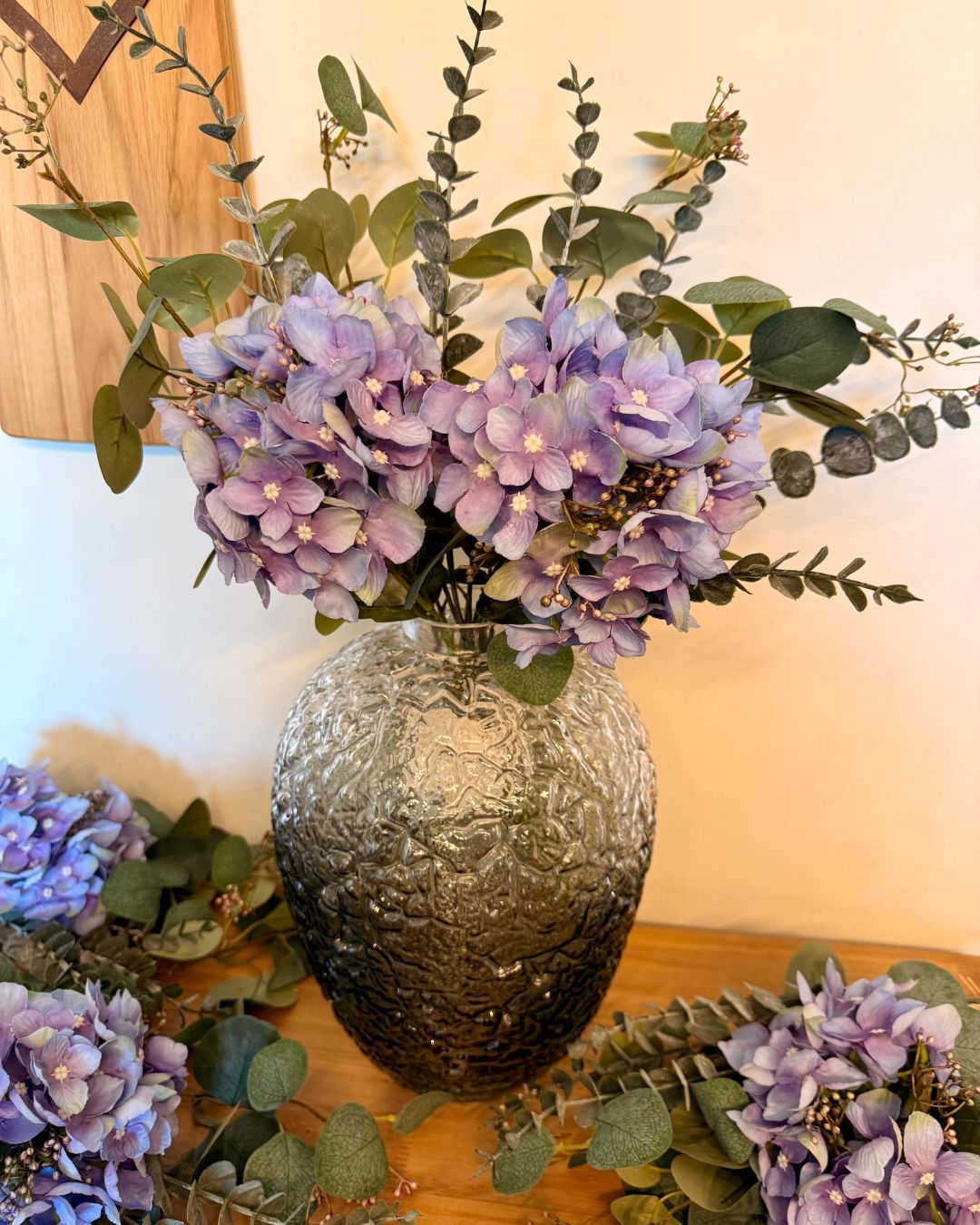 Ramalhete Hortênsia Azul  altura 60cm
