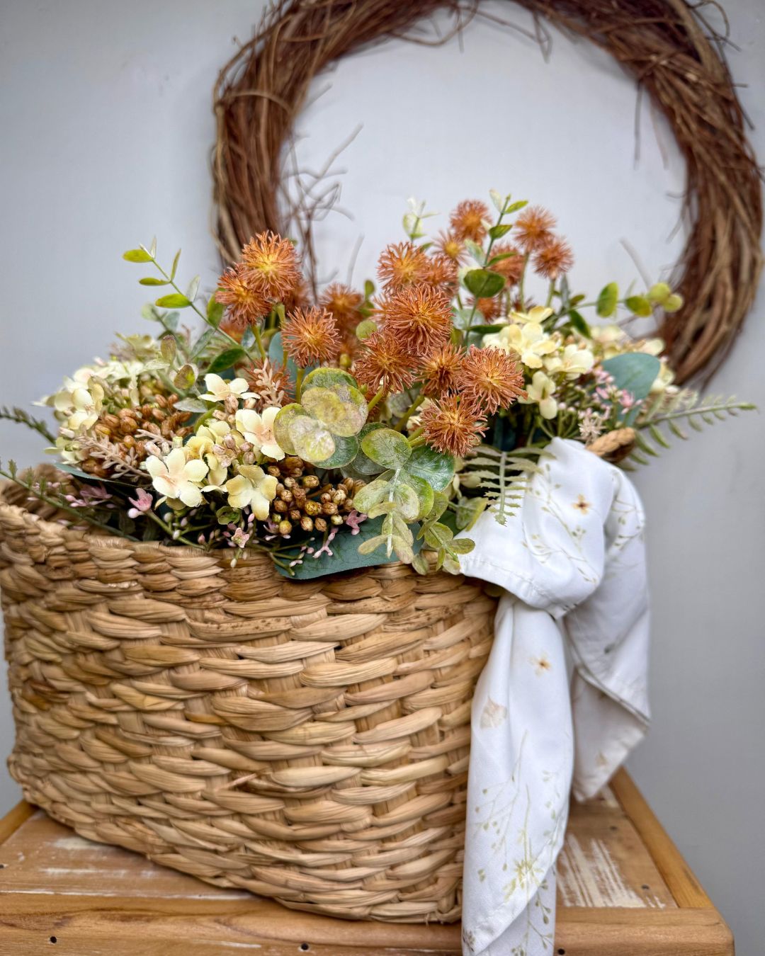 Ramalhete Margarida com Mamona Creme - altura 32cm  ESGOTADO