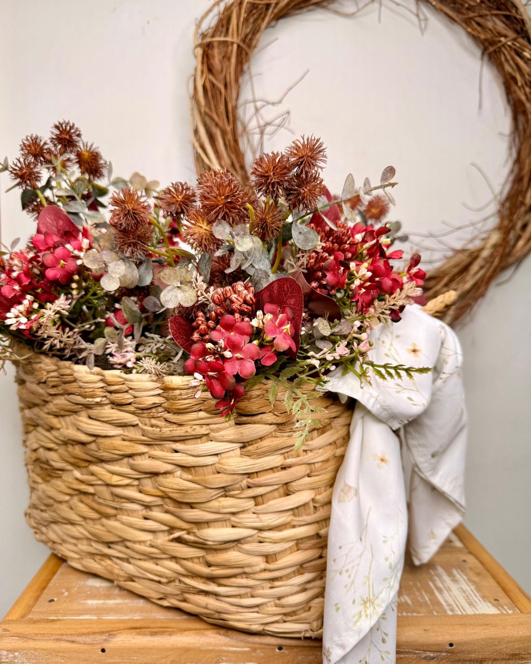Ramalhete Margarida com Mamona Vinho - altura 32cm