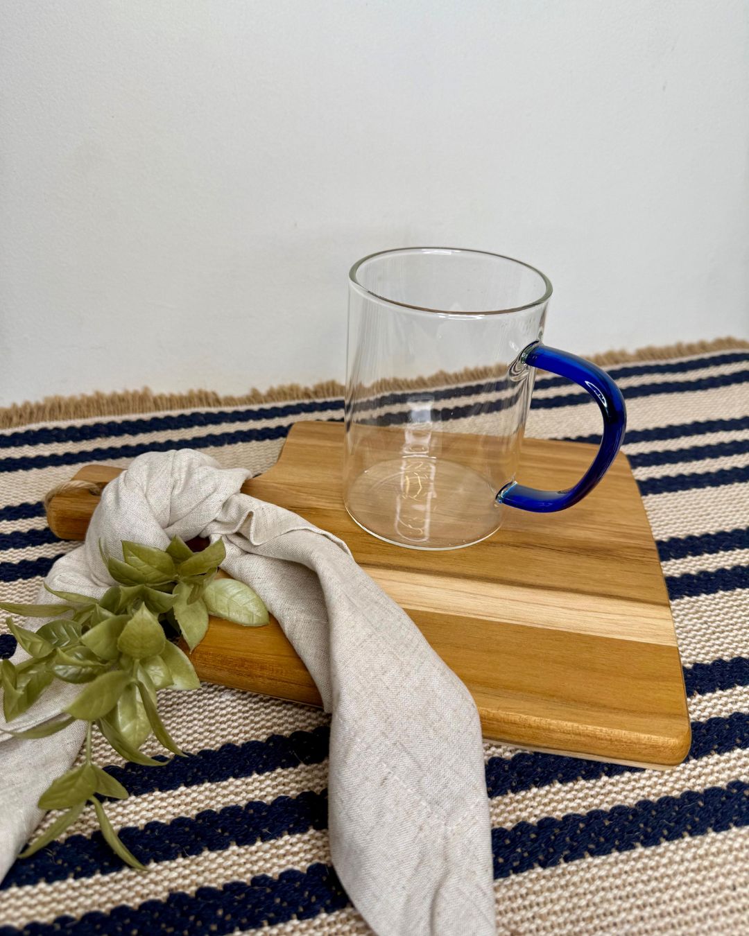 Caneca Transparente com Alça Azul Borossilicato 450ml