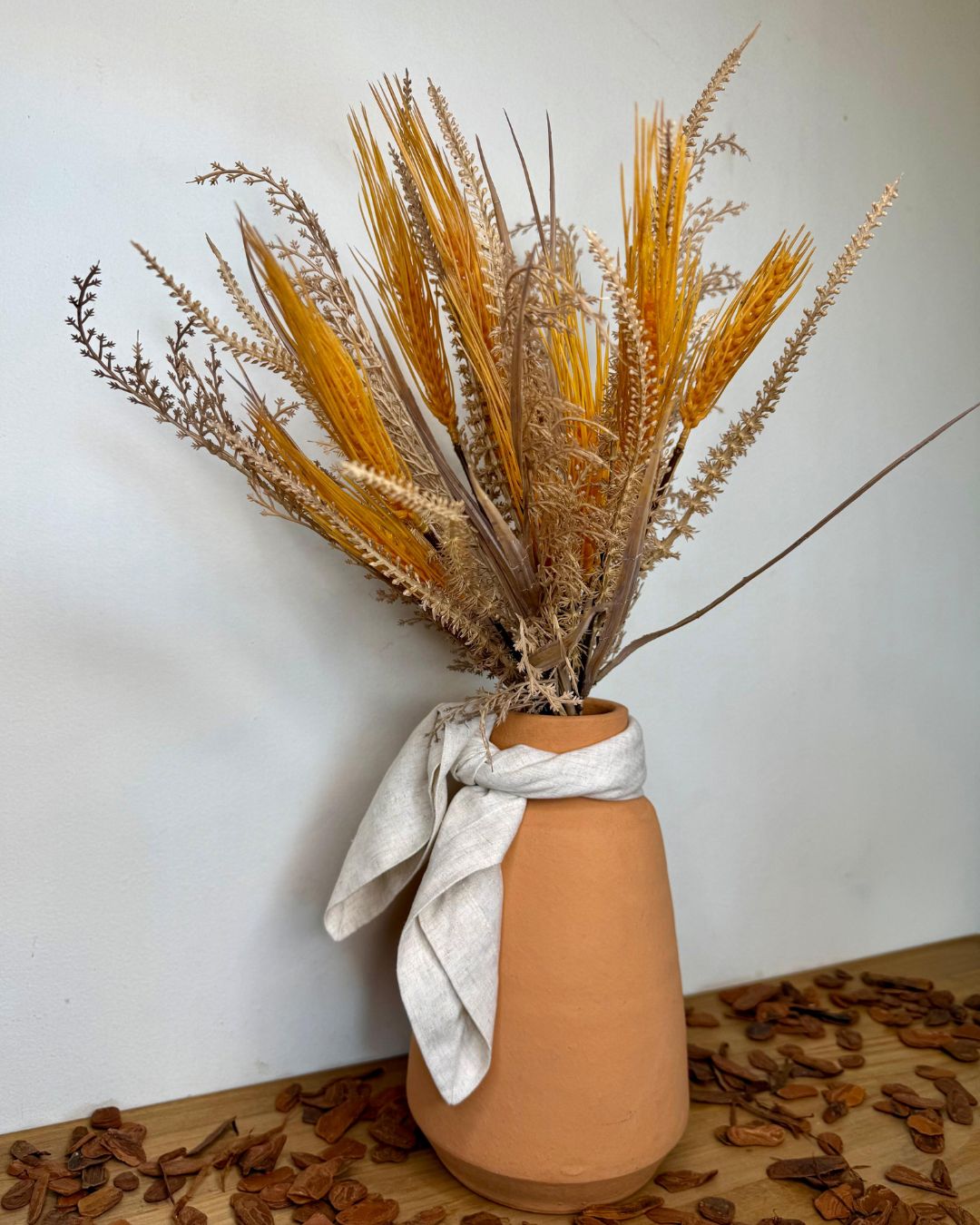 Ramalhete Folhagem Bege altura 59cm
