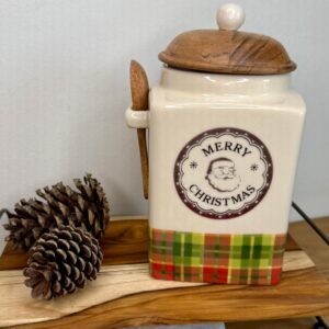 Pote Versalles Xadrez Natalino com Tampa - 13X21cm