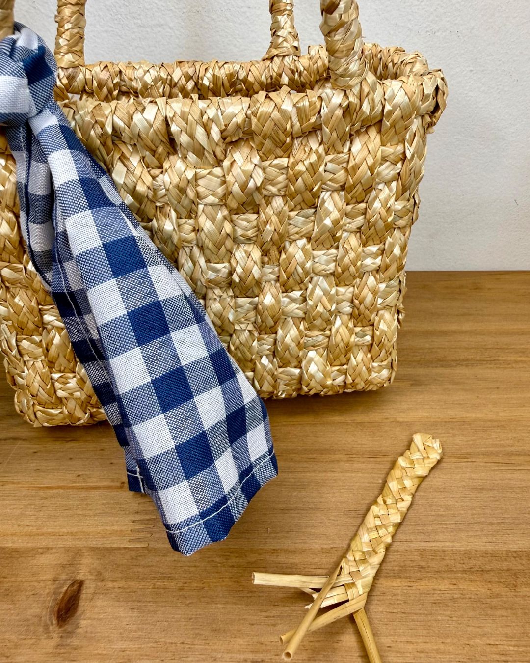 Bolsa de Palha de Trigo (Spórtola) com Lenço Xadrez - Imagem 5