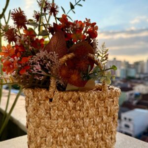 Bolsa de Palha de Trigo (Spórtola) com Lenço Xadrez