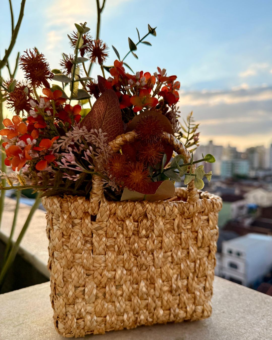 Bolsa de Palha de Trigo (Spórtola) com Lenço Xadrez
