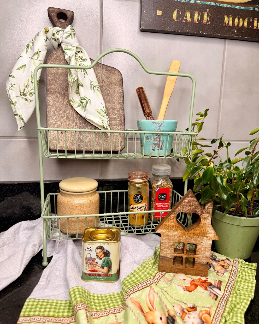 Suporte Organizador 2 Andares em Ferro 31cmX12,5cmX39cm