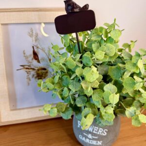 Placa Espeto Passarinho em Ferro Marrom  22cmX6,5cm