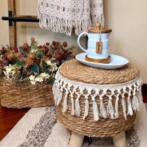 Puff Boho Chic Palha Natural 27,5cmX29cmX29cm