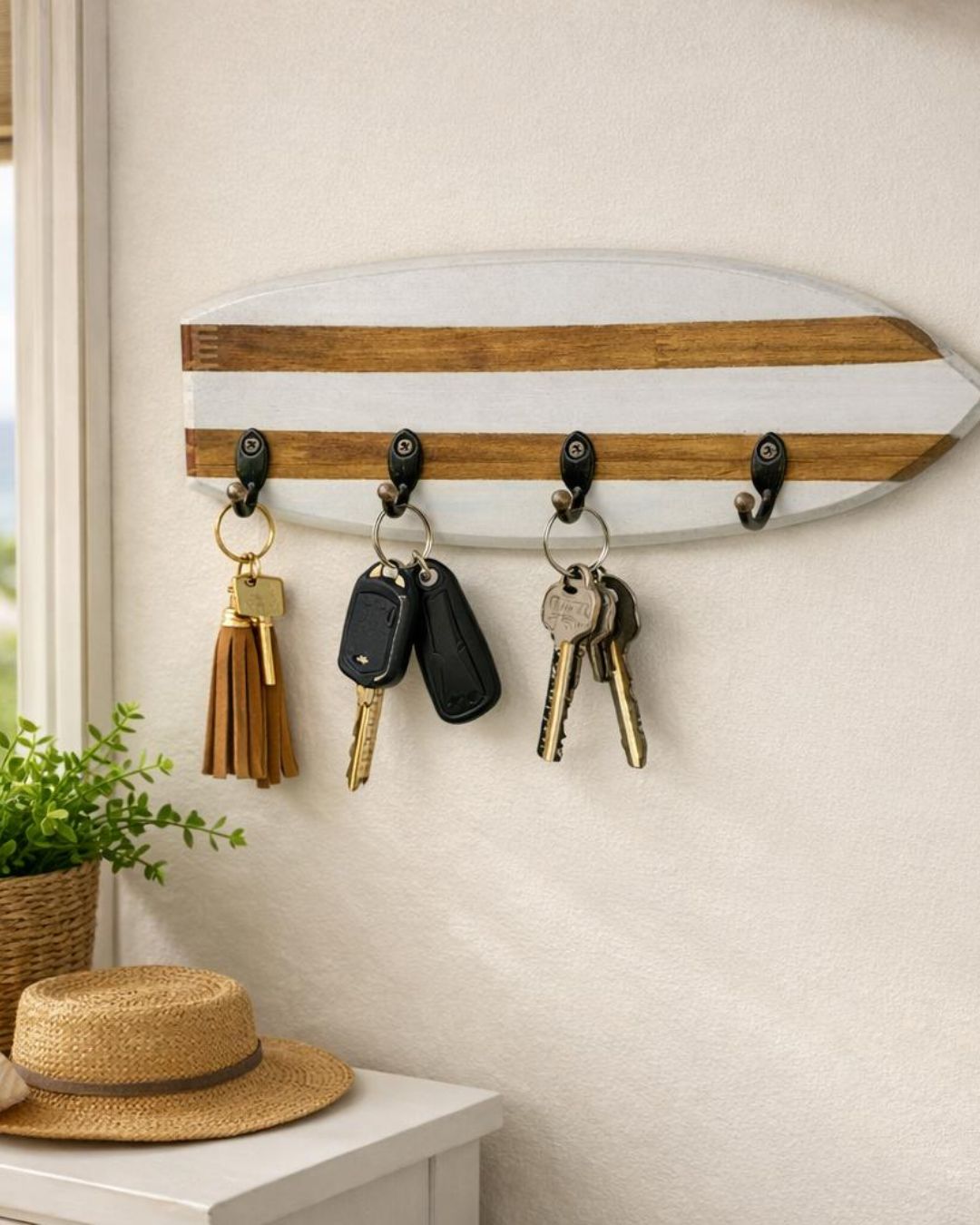 Porta-Chaves Prancha com 4 Ganchos  33cmX12cmX5cm