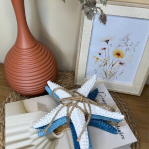 Kit 3 Estrelas em Resina Azul e Branco  18,5cmX18,5cmX6,5cm