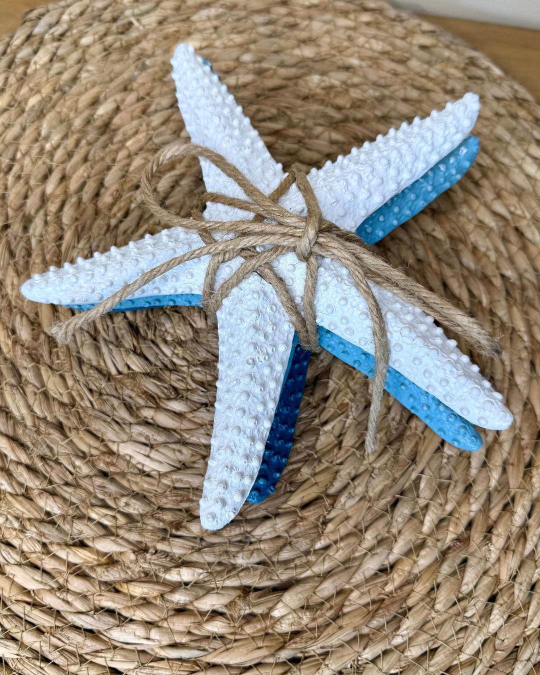 Kit 3 Estrelas em Resina Azul e Branco 18,5cmX18,5cmX6,5cm - Imagem 2