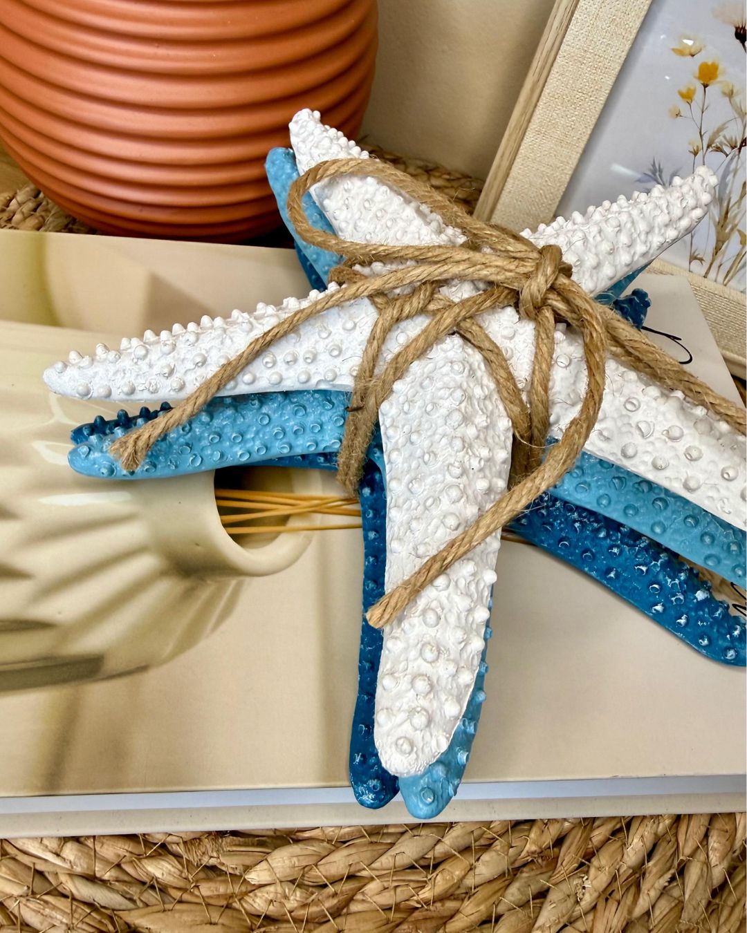 Kit 3 Estrelas em Resina Azul e Branco 18,5cmX18,5cmX6,5cm - Imagem 3