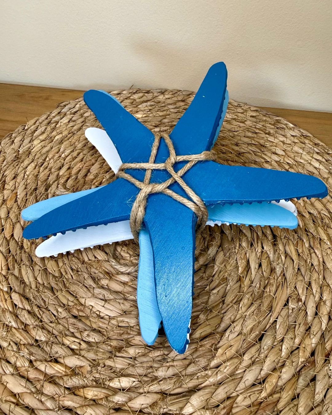 Kit 3 Estrelas em Resina Azul e Branco 18,5cmX18,5cmX6,5cm - Imagem 5