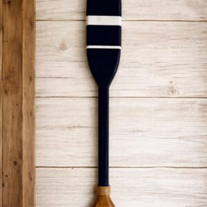 Remo Decorativo em Madeira Listrado Azul e Branco  48cm