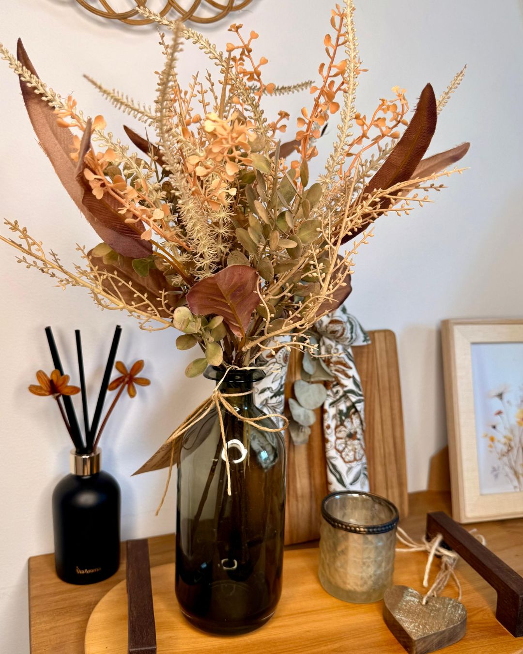 Ramalhete Folhagem Mista Champagne  47cm