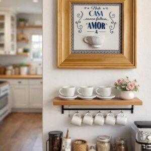 Quadro Decorativo Amor & Café  30cmX30cmX2,5cm