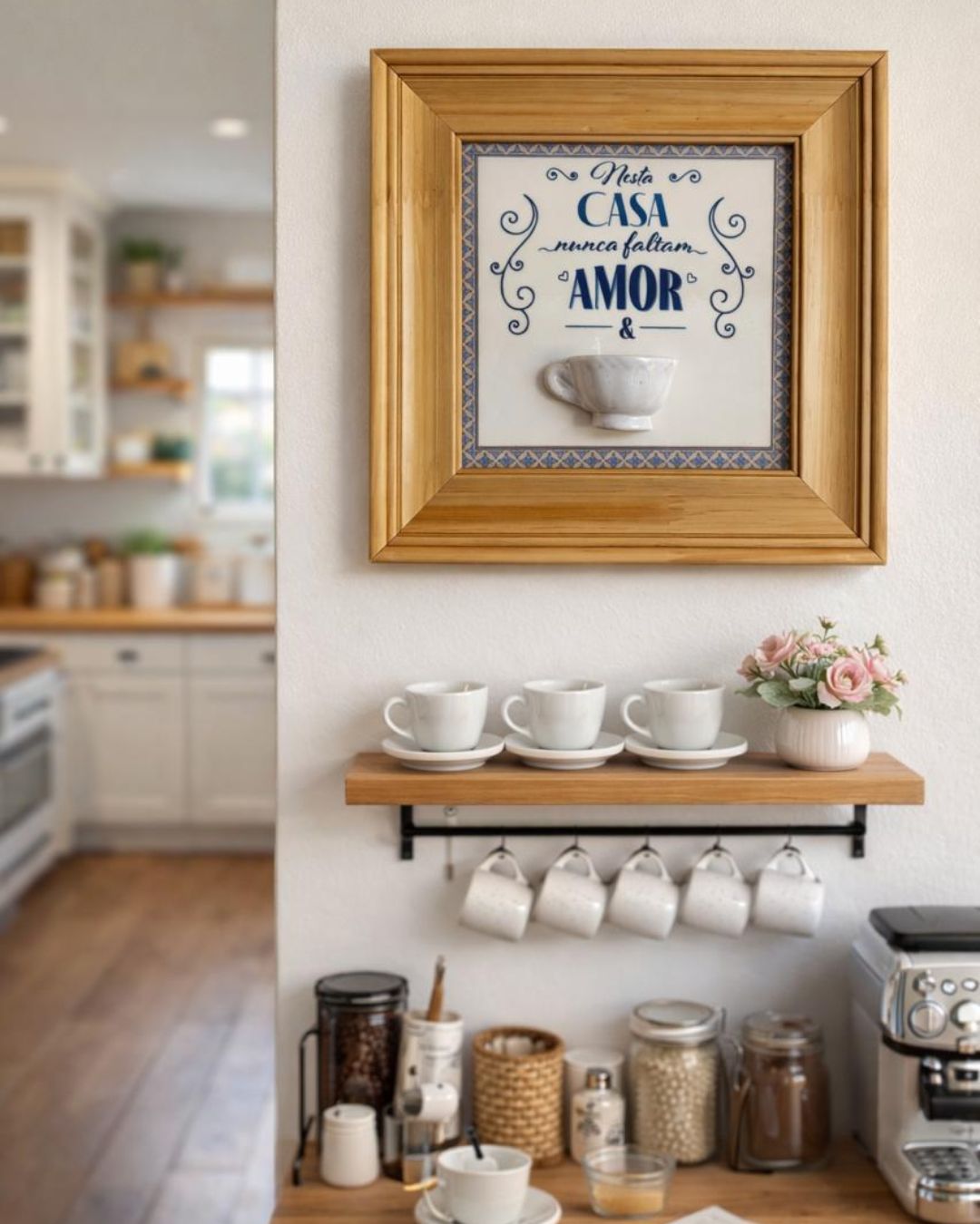 Quadro Decorativo Amor & Café  30cmX30cmX2,5cm