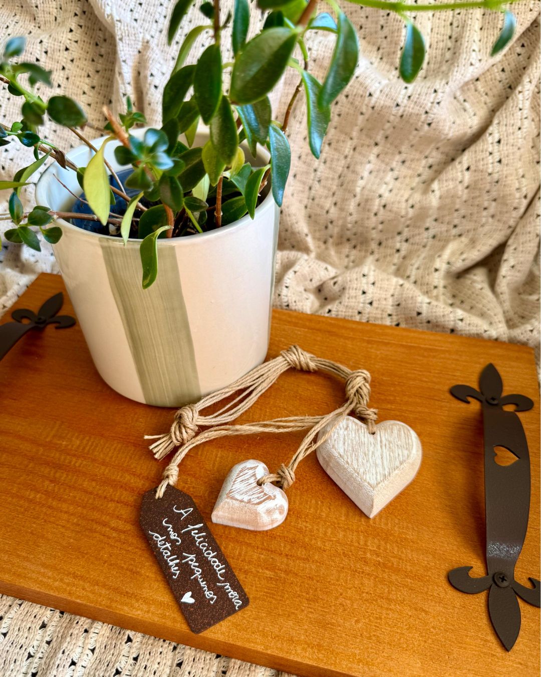 Penca 2 Corações Tag Felicidade - 36cm