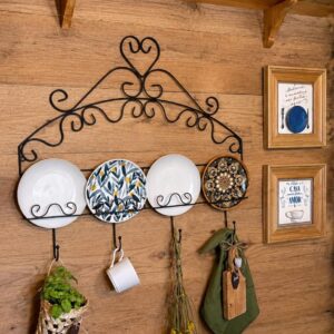 Suporte de Parede Arabesco com Ganchos e Porta Pratos  79cmX69cm