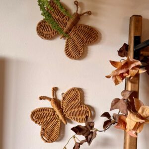 Escultura de Parede Borboleta em Rattan P - 19cmX15cm