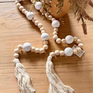 Colar de Mesa Decorativo Madeira Branco 1,10mX3cmX3cm