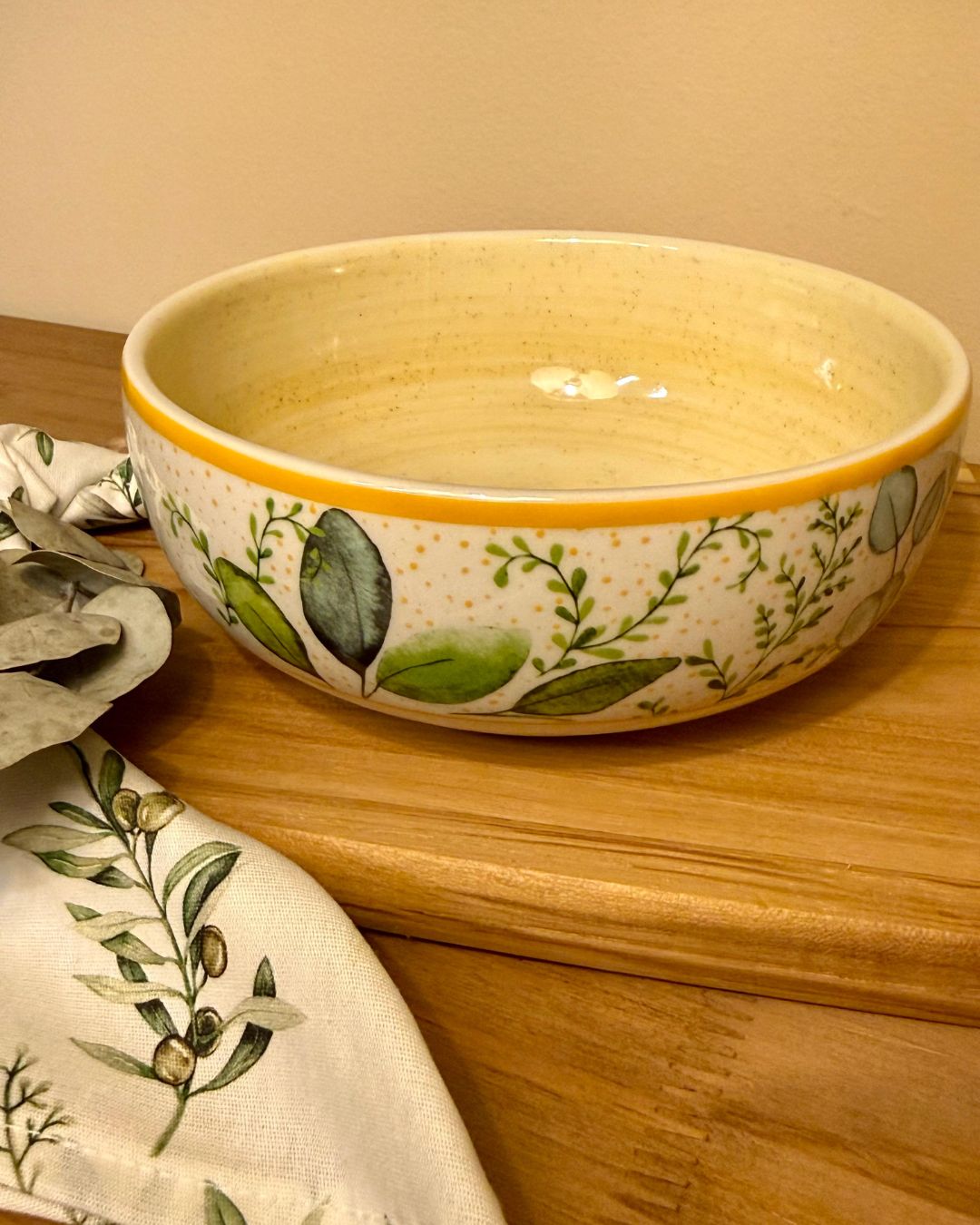 Bowl Cerâmica Eucalipto 15cmX6cm  620ml