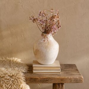 Vaso Decorativo Cerâmica Texturizado Off White  21,5cmX17,5d