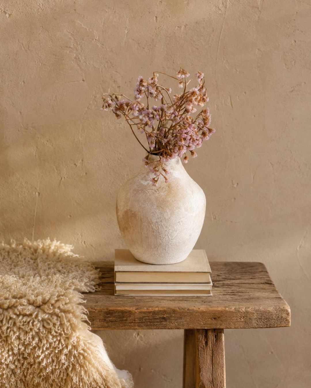Vaso Decorativo Cerâmica Texturizado Off White  21,5cmX17,5d