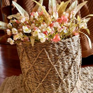 Cesto Redondo P em Fibra Natural com Alças  27cmX27cmX24cm