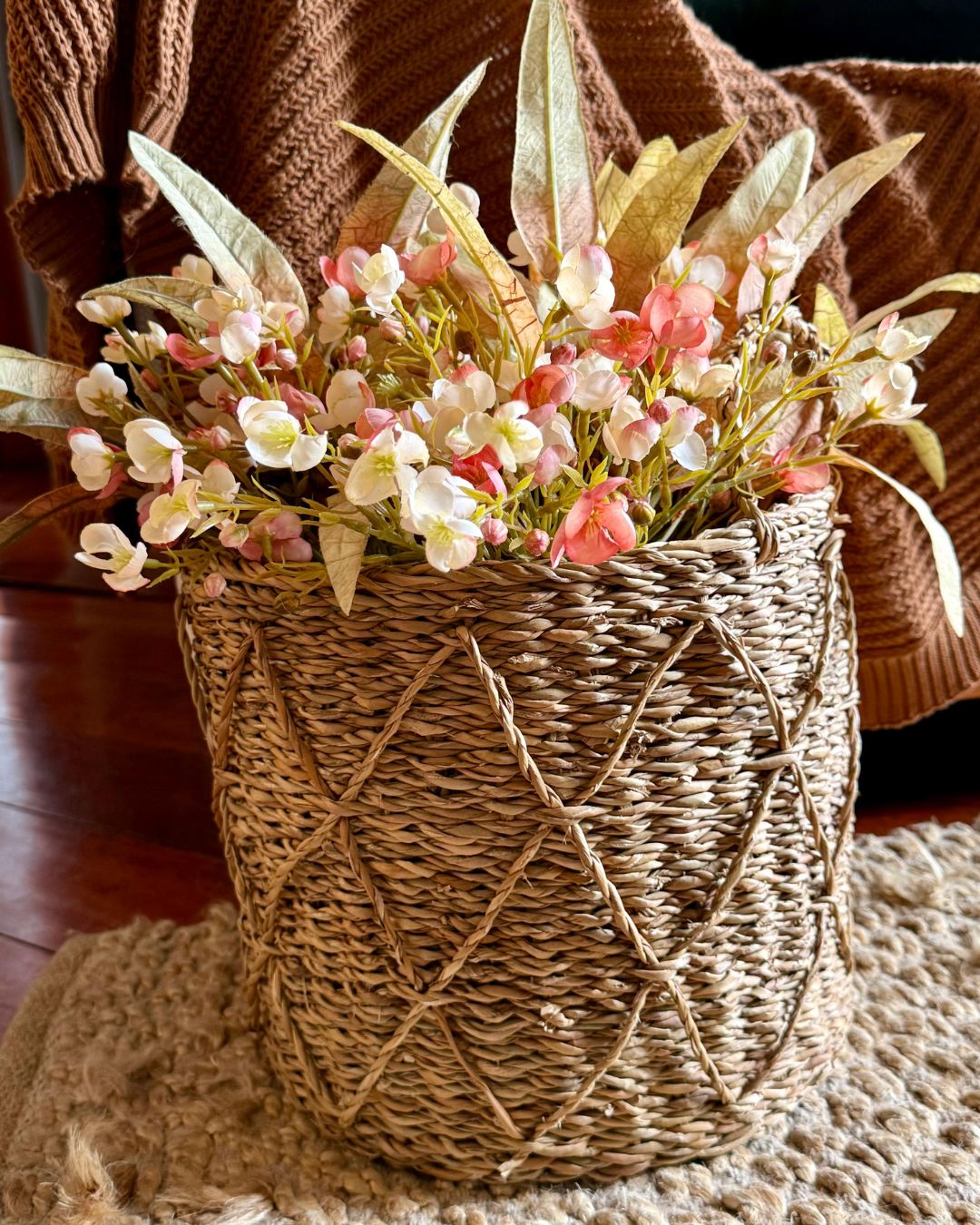 Cesto Redondo P em Fibra Natural com Alças  27cmX27cmX24cm