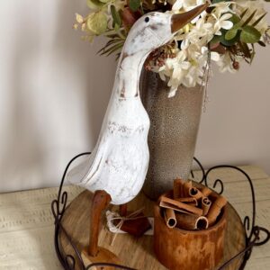 Pato Decorativo Bambu Branco G   39cmX15,5cm