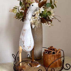 Pato Decorativo Bambu Branco M  37cmX13,5cm